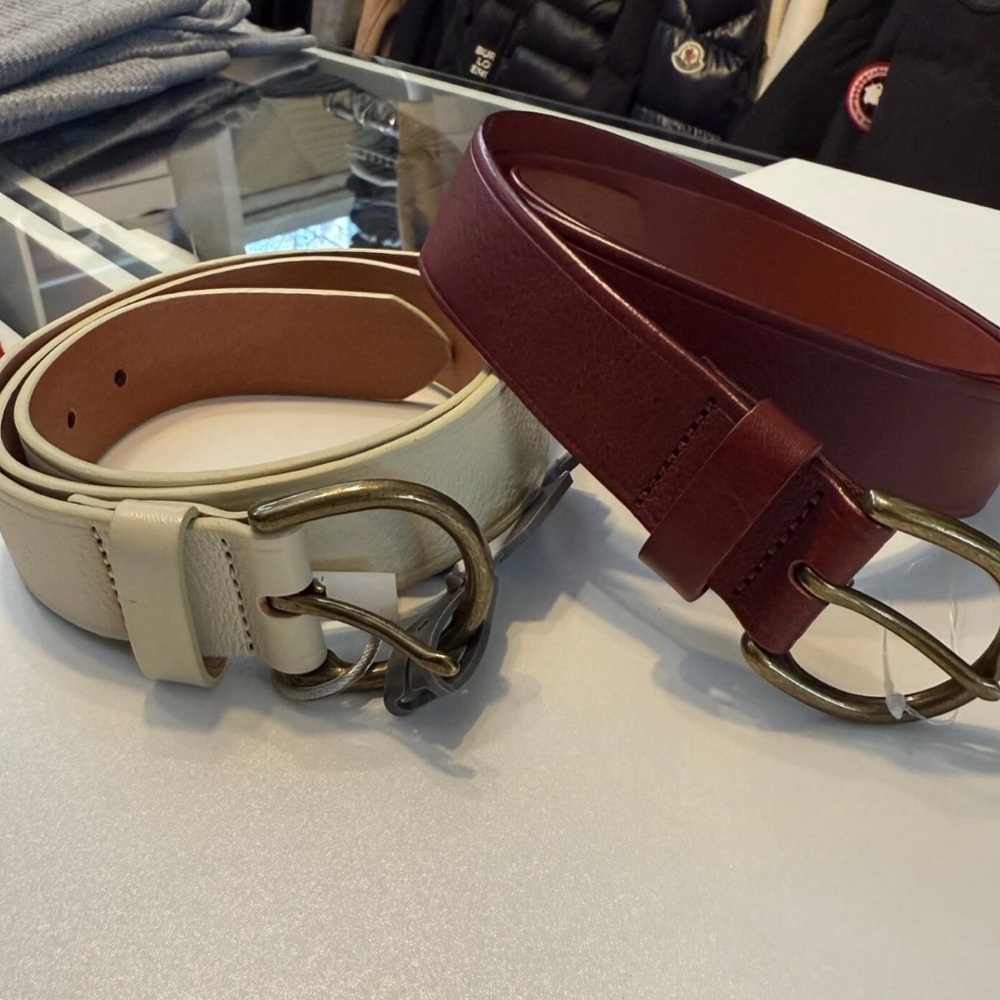 Madewell Perfect Leather Belt Cream Cognac Antique Brass Women’s Medium Set of 2